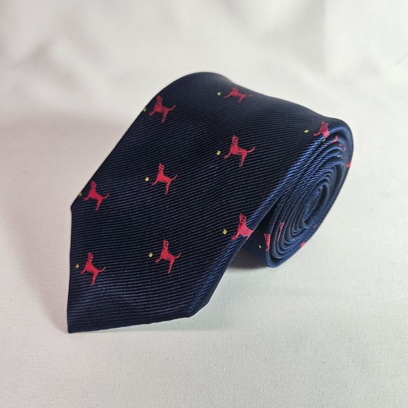 Tommy Hilfiger 100% Silk Tie Blue Pink Dogs‎ 3.25" x 60" - Picture 1 of 8